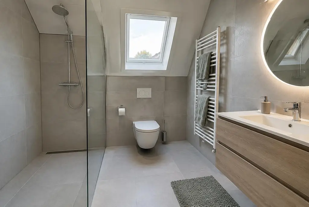 Lekdetectie Soesterberg – droge badkamer met inloopdouche na herstel